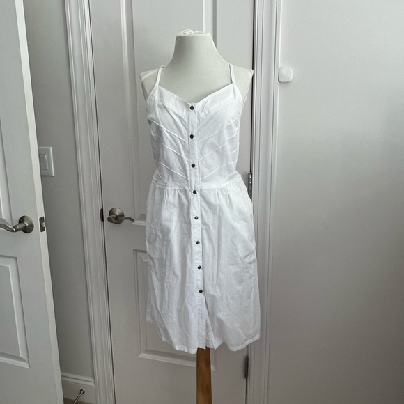White cotton casual sundress with pockets - Picture 1 of 11